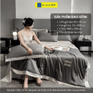 Bộ Chăn Ga Gối 5 Món Phi Lụa Cao Cấp