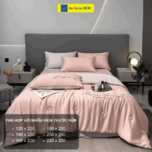 Bộ Chăn Ga Gối 5 Món Phi Lụa Thái Cao Cấp