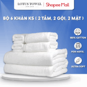 Combo 6 Khăn 100% Cotton Cao Cấp Mềm Mịn